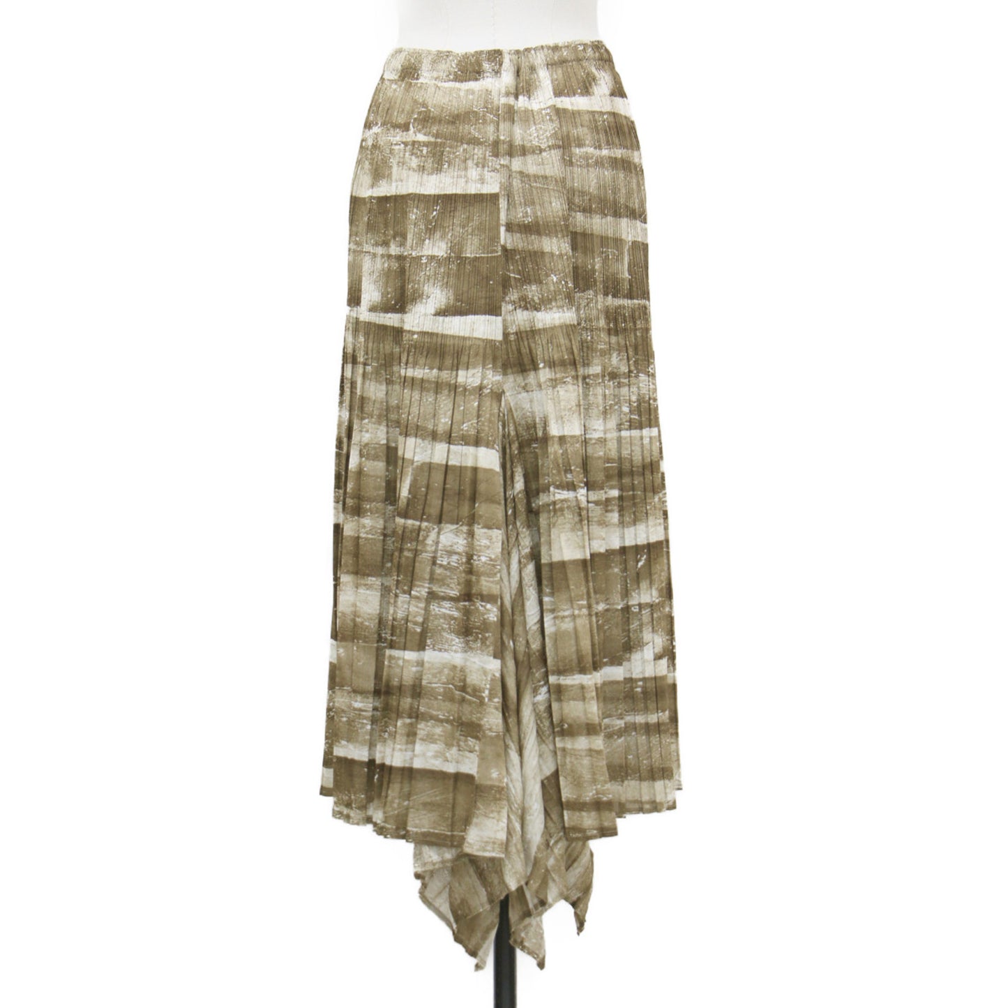 グラフィックプリント プリーツ スカート / ウエストゴム 総柄 変形