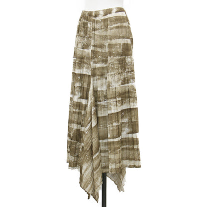 グラフィックプリント プリーツ スカート / ウエストゴム 総柄 変形