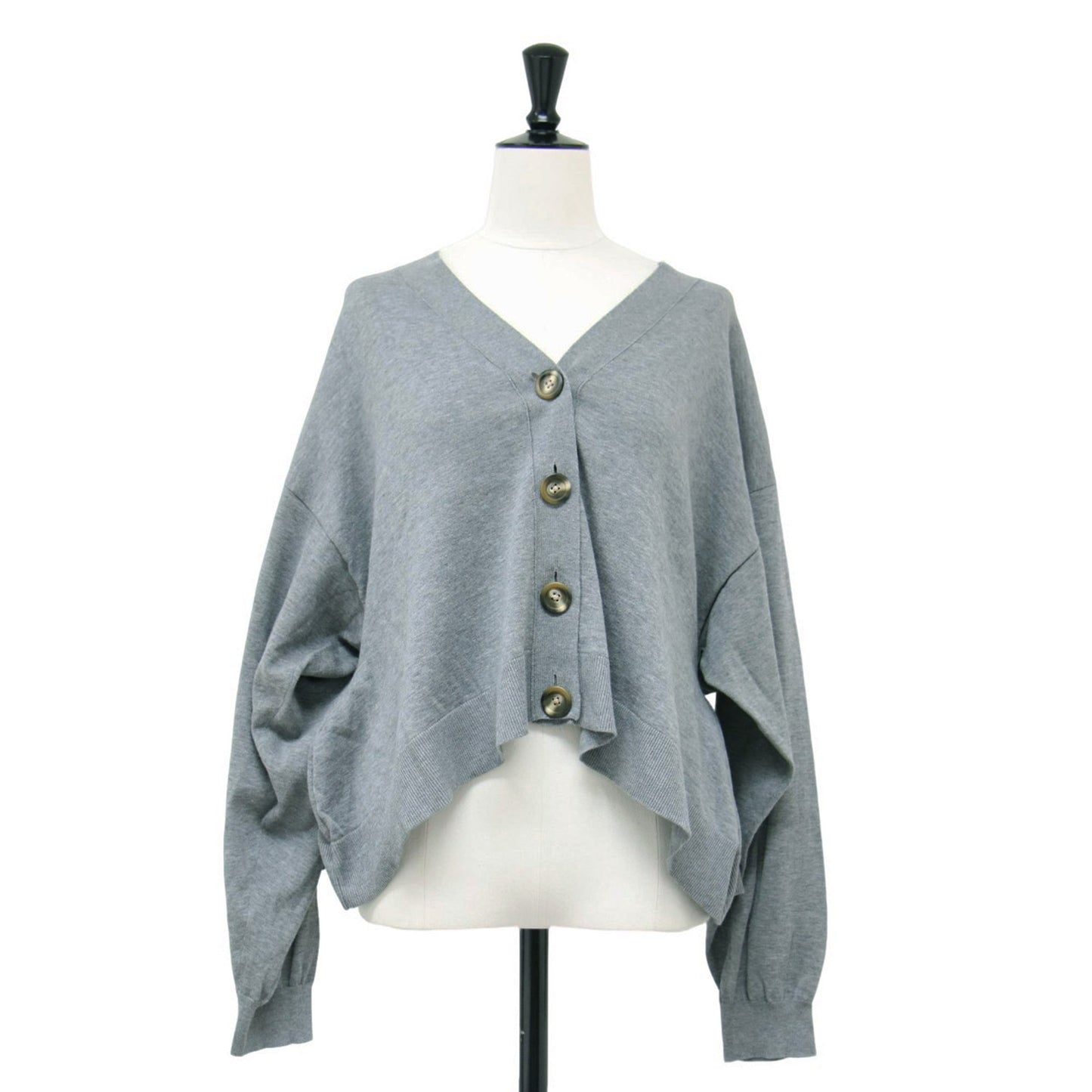 24春夏 ウェーブ ドレープ カーディガン / WAVE DRAPE CARDIGAN ニット 長袖 Vネック クロップド丈 コットン