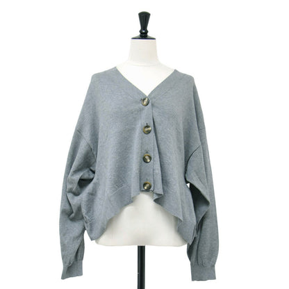 24春夏 ウェーブ ドレープ カーディガン / WAVE DRAPE CARDIGAN ニット 長袖 Vネック クロップド丈 コットン