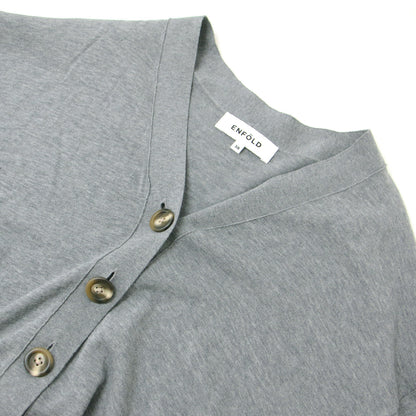 24春夏 ウェーブ ドレープ カーディガン / WAVE DRAPE CARDIGAN ニット 長袖 Vネック クロップド丈 コットン