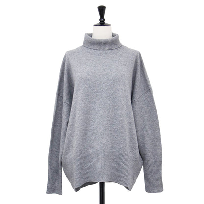 23秋冬 カシミヤ100 ハイネック プルオーバー / 長袖 タートルネック ワイドシルエット ハイゲージ カシミヤ