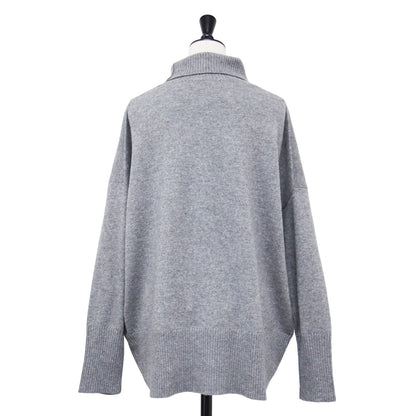 23秋冬 カシミヤ100 ハイネック プルオーバー / 長袖 タートルネック ワイドシルエット ハイゲージ カシミヤ