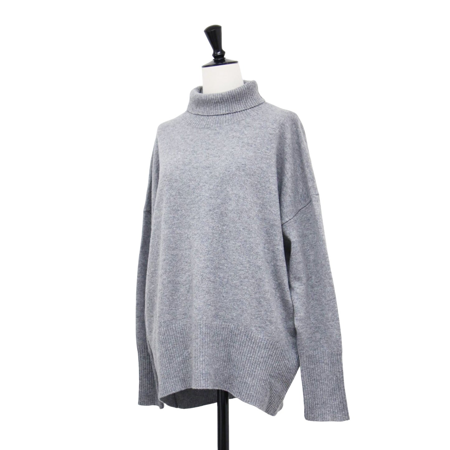 23秋冬 カシミヤ100 ハイネック プルオーバー / 長袖 タートルネック ワイドシルエット ハイゲージ カシミヤ