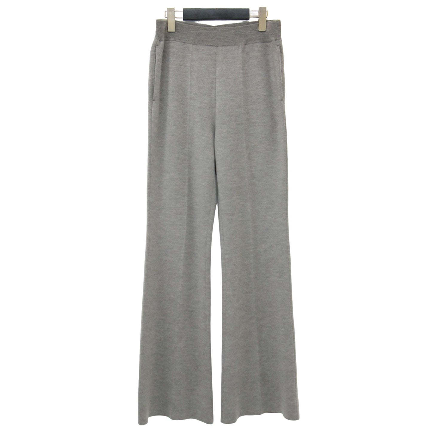 20秋冬 フレア ニット パンツ / refined イージーパンツ センタープレス ウエストゴム ウール