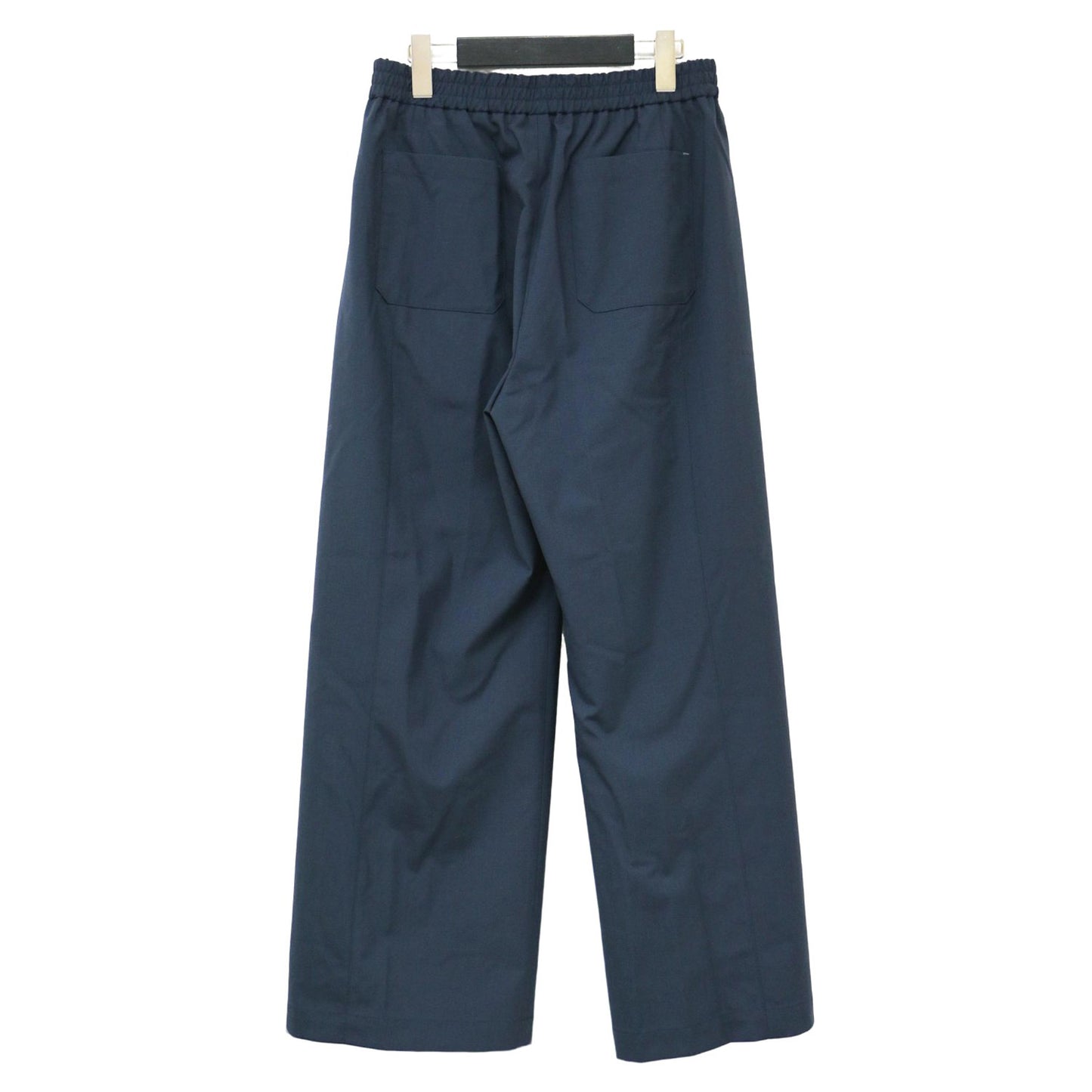 ポリエステル ウール ワイドパンツ / プルオン ウエストゴム センタープリーツ クリース タイプライター