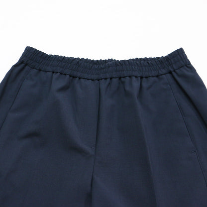 ポリエステル ウール ワイドパンツ / プルオン ウエストゴム センタープリーツ クリース タイプライター