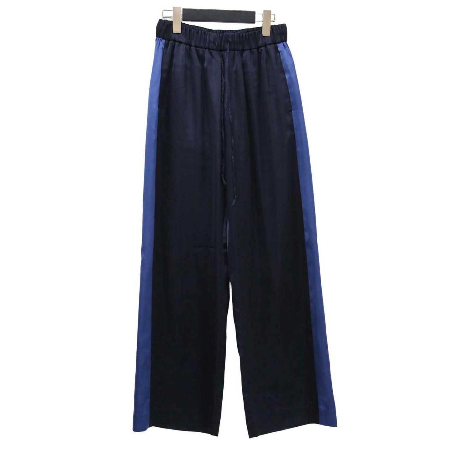 24秋冬 コントラスト サテン ワイド パンツ / ドローコード ウエストゴム ライン