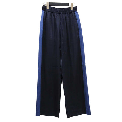 24秋冬 コントラスト サテン ワイド パンツ / ドローコード ウエストゴム ライン
