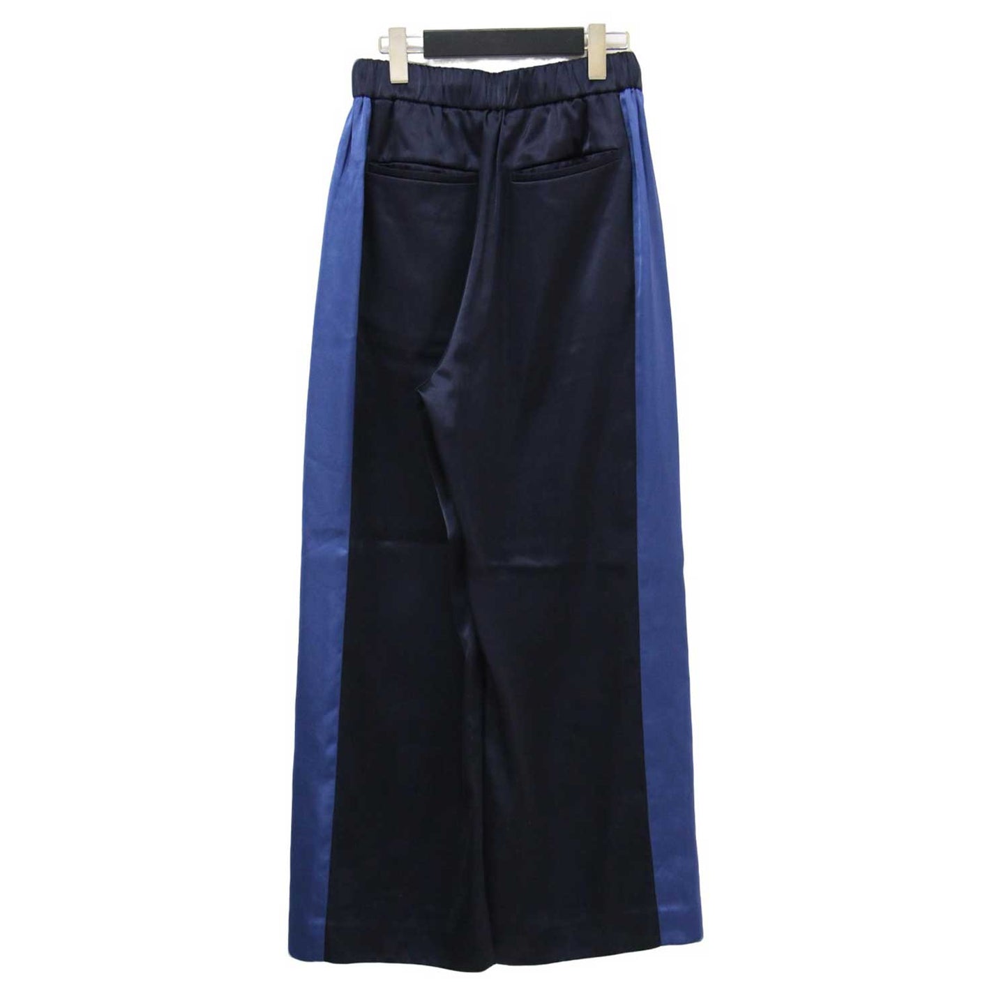 24秋冬 コントラスト サテン ワイド パンツ / ドローコード ウエストゴム ライン