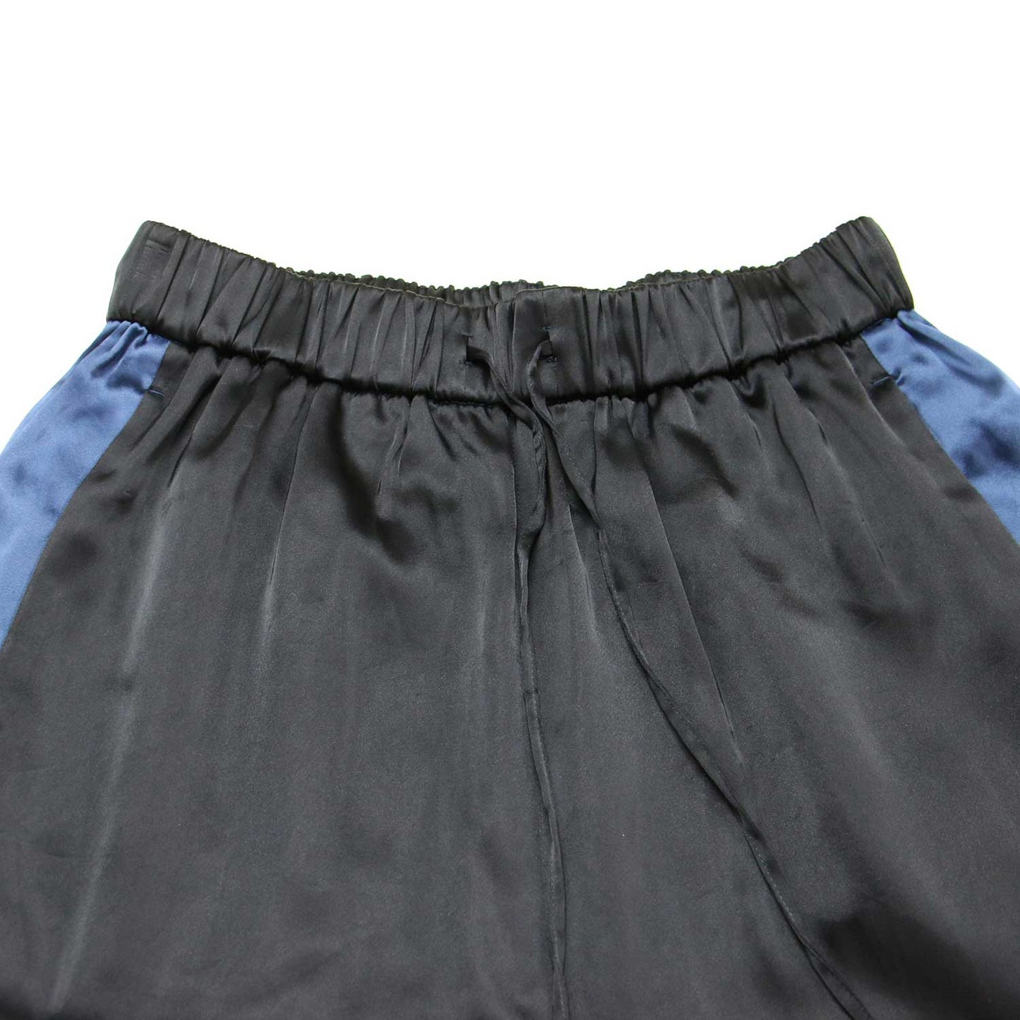 24秋冬 コントラスト サテン ワイド パンツ / ドローコード ウエストゴム ライン