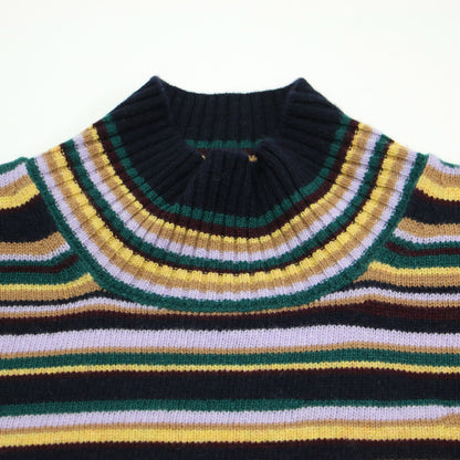 Broken Stripe モックネック ニット / プルオーバー 長袖 ボーダー ワイドシルエット