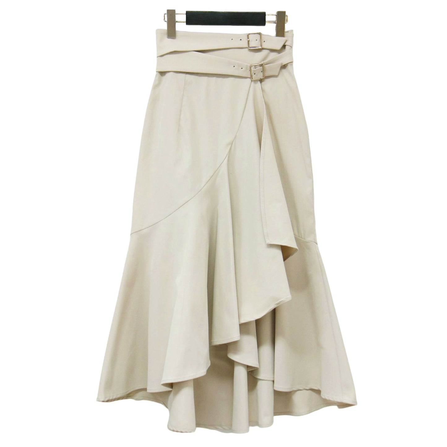 ダブルベルト ラップ スカート / Double Belted Twill Wrap Skirt ロング丈 ラッフル フリル ハイライズ ティアード