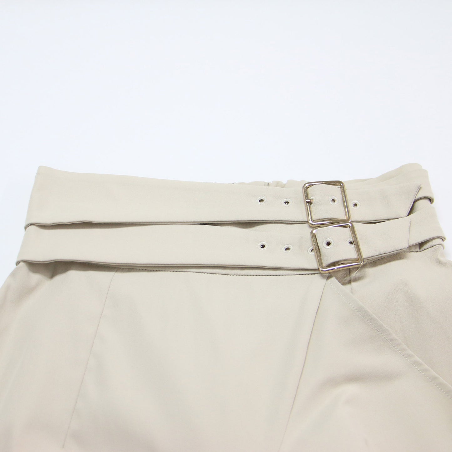 ダブルベルト ラップ スカート / Double Belted Twill Wrap Skirt ロング丈 ラッフル フリル ハイライズ ティアード