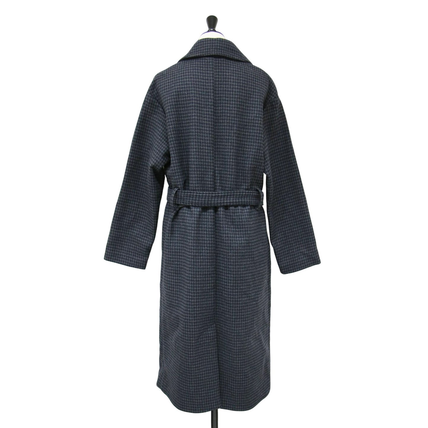 ウール 千鳥柄 チェスター コート / ロング ベルト付き ハウンドトゥース テーラードカラー