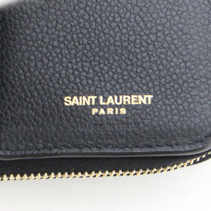 コンパクト ジップ ウォレット YSL ライン 532867 / 二つ折り財布 ロゴ カーフスキン レザー 牛革 本革
