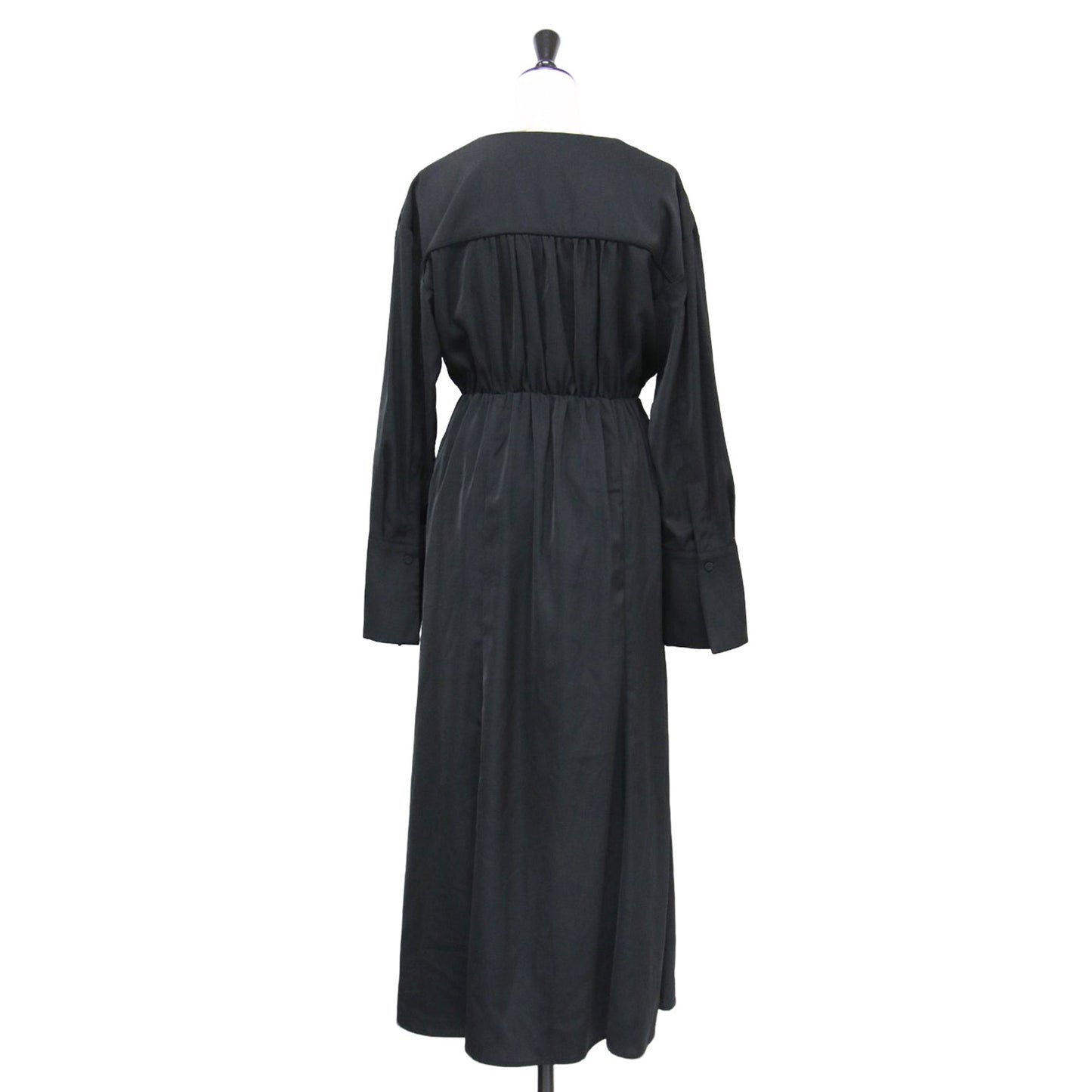 23春夏 ストリング サテン ワンピース / ロング丈 長袖 ギャザー ロングカフス ポリエステル