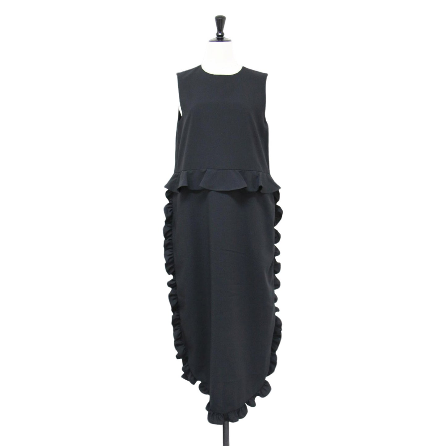 24秋冬 フリル ペプラム ワンピース / △○SHELL FRILL peplum onepiece ロング丈 ノースリーブ