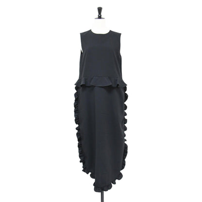 24秋冬 フリル ペプラム ワンピース / △○SHELL FRILL peplum onepiece ロング丈 ノースリーブ