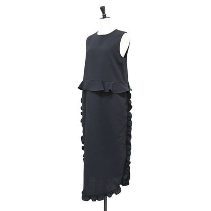 24秋冬 フリル ペプラム ワンピース / △○SHELL FRILL peplum onepiece ロング丈 ノースリーブ