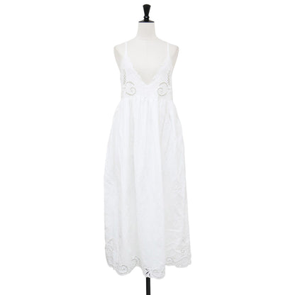 24春夏 エンブロイダリー キャミ ドレス / ロング丈 マキシ リネン コットン