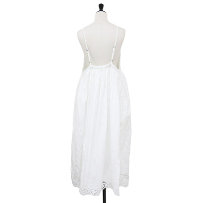 24春夏 エンブロイダリー キャミ ドレス / ロング丈 マキシ リネン コットン