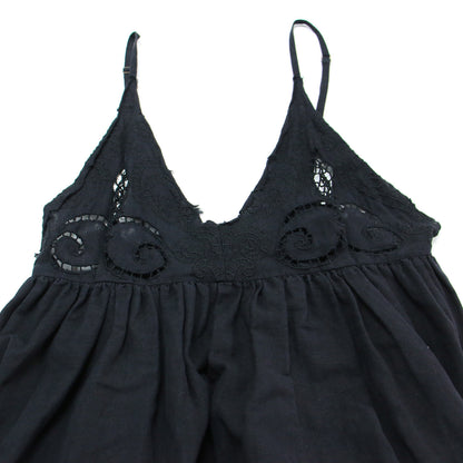 24春夏 リネン コットン エンブロイダリー キャミ ドレス / ワンピース ロング丈 刺繍 ギャザー フレア