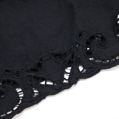 24春夏 リネン コットン エンブロイダリー キャミ ドレス / ワンピース ロング丈 刺繍 ギャザー フレア