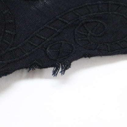 24春夏 リネン コットン エンブロイダリー キャミ ドレス / ワンピース ロング丈 刺繍 ギャザー フレア