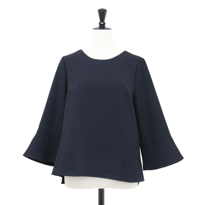 22秋冬 ウールライク フレアスリーブ ブラウス / プルオーバー 長袖 クルーネック スリット