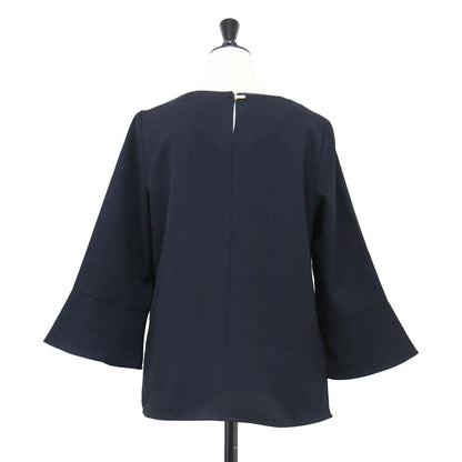 22秋冬 ウールライク フレアスリーブ ブラウス / プルオーバー 長袖 クルーネック スリット