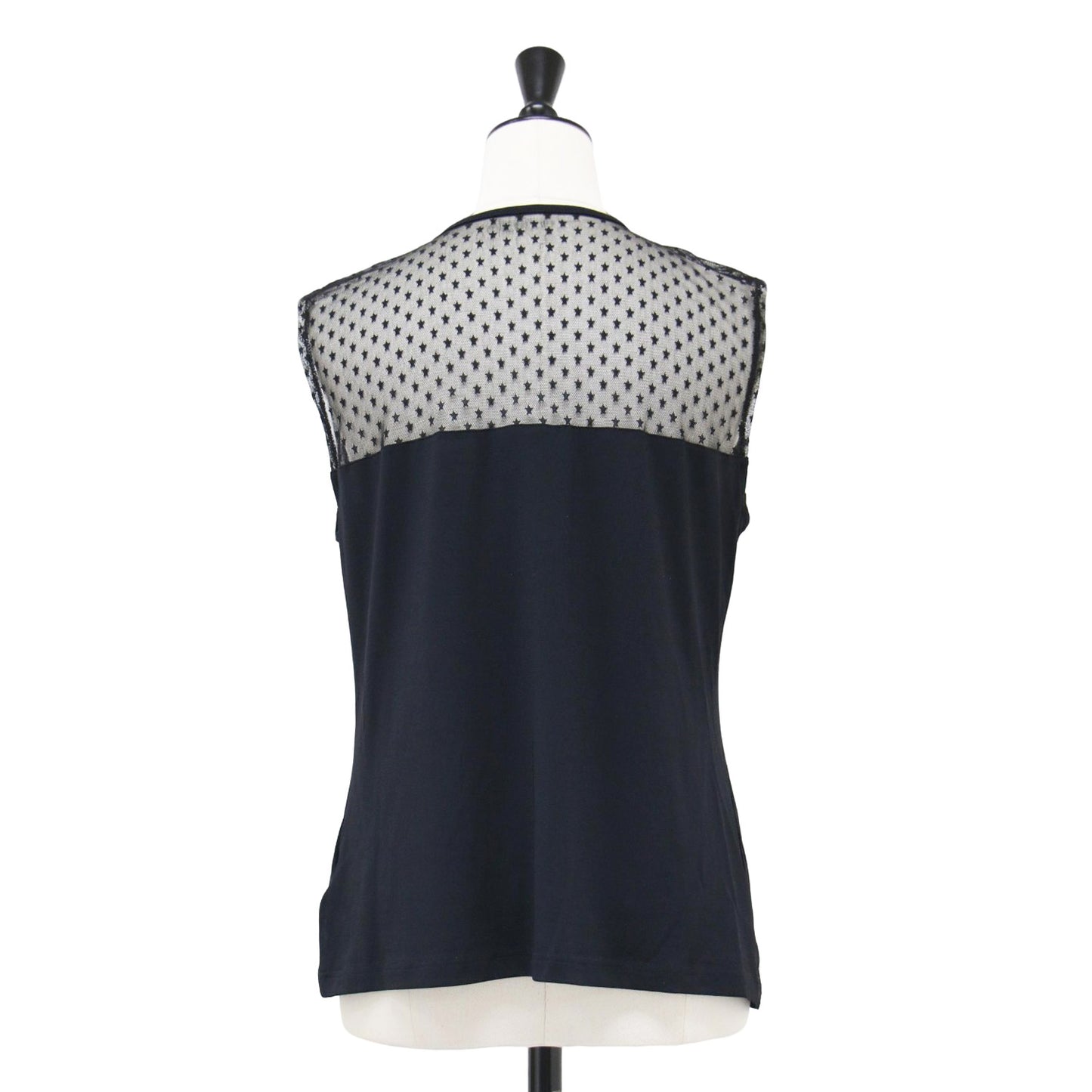 スター チュール タンクトップ / カットソー ノースリーブ 星 シアー シースルー ストレッチ ジャージ素材