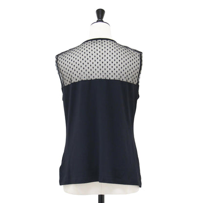 スター チュール タンクトップ / カットソー ノースリーブ 星 シアー シースルー ストレッチ ジャージ素材