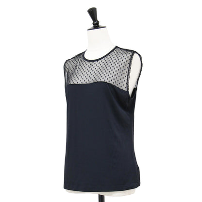 スター チュール タンクトップ / カットソー ノースリーブ 星 シアー シースルー ストレッチ ジャージ素材