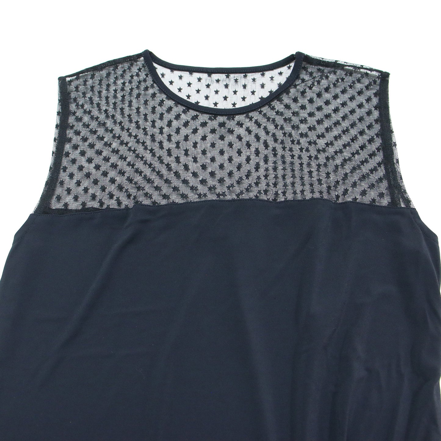 スター チュール タンクトップ / カットソー ノースリーブ 星 シアー シースルー ストレッチ ジャージ素材