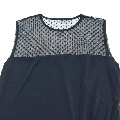 スター チュール タンクトップ / カットソー ノースリーブ 星 シアー シースルー ストレッチ ジャージ素材