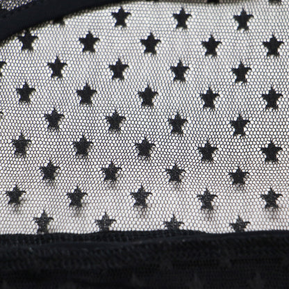 スター チュール タンクトップ / カットソー ノースリーブ 星 シアー シースルー ストレッチ ジャージ素材