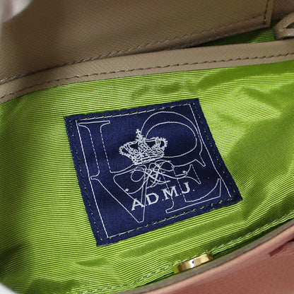 シュリンクレザー ミニ ハンドバッグ / ショルダーバッグ 2WAY エンブレム ロゴ 牛革 本革