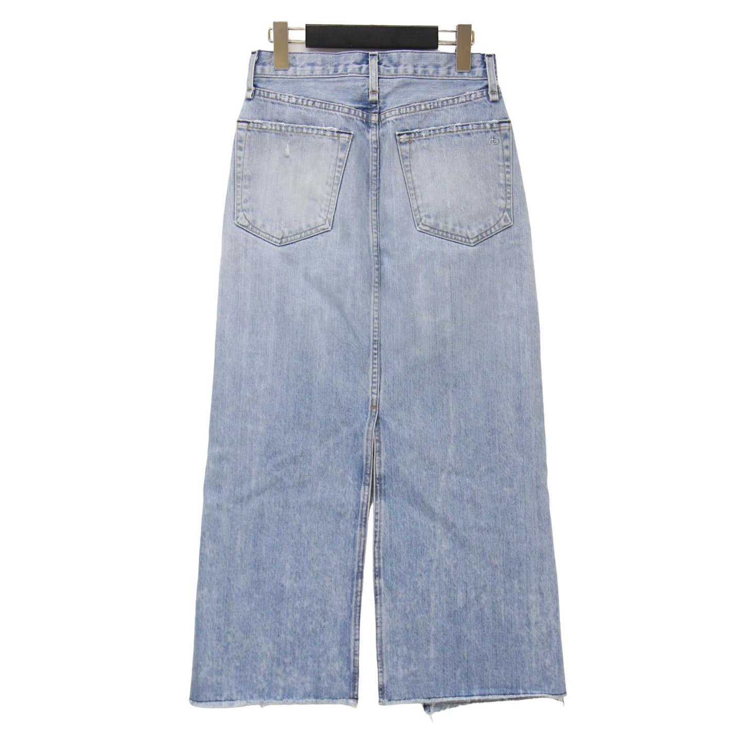 デニム ロング スカート / スリット ダメージ加工 コットン