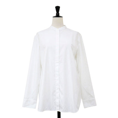 バンドカラー 長袖 シャツ / HALL IN LUXE COTTON ブラウス スリット コットン