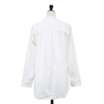 バンドカラー 長袖 シャツ / HALL IN LUXE COTTON ブラウス スリット コットン
