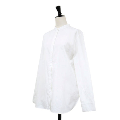 バンドカラー 長袖 シャツ / HALL IN LUXE COTTON ブラウス スリット コットン