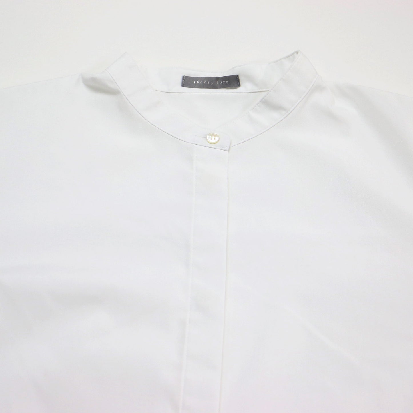 バンドカラー 長袖 シャツ / HALL IN LUXE COTTON ブラウス スリット コットン