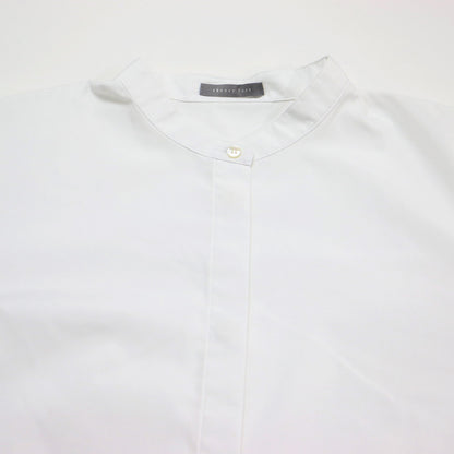 バンドカラー 長袖 シャツ / HALL IN LUXE COTTON ブラウス スリット コットン