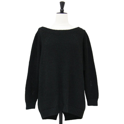 Lily Linen アゼ プルオーバー / ニット 長袖 畔編み ボートネック シルク リネン