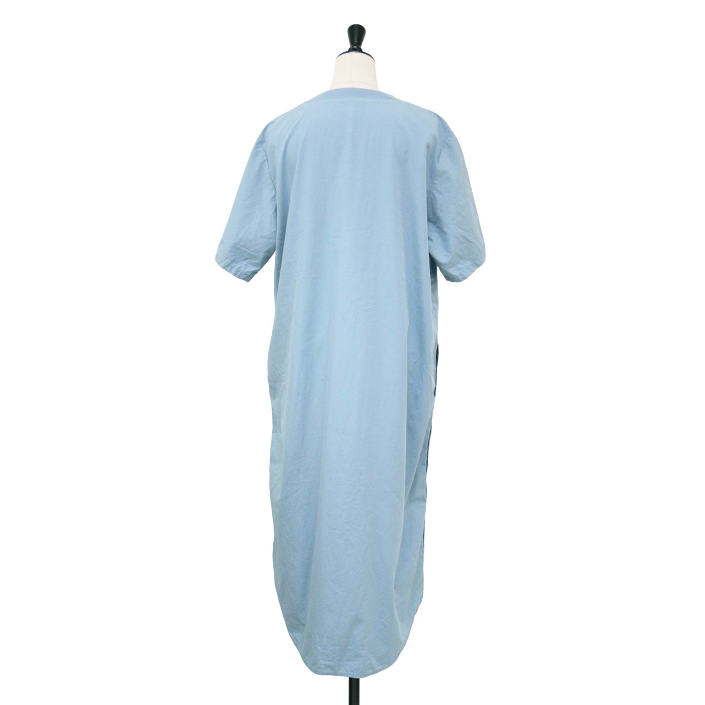 タイプライター リブ プルオーバー ワンピース / ロング丈 クルーネック 半袖 5分袖 ポケット コットン