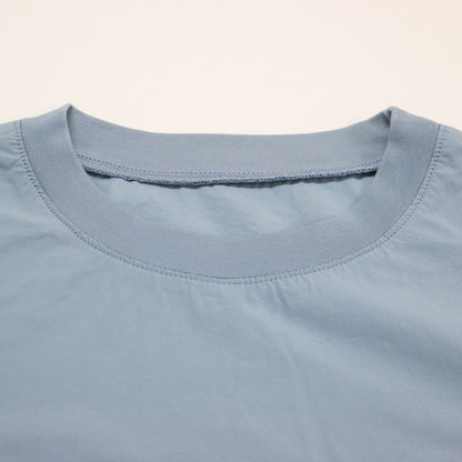 タイプライター リブ プルオーバー ワンピース / ロング丈 クルーネック 半袖 5分袖 ポケット コットン