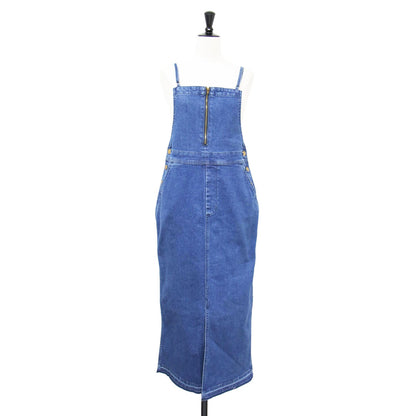 × ROSSO フロントジップ ジャンパースカート / FRONT ZIP JUMPER SKIRT デニム サロペット Iライン ロング丈 スリット コットン
