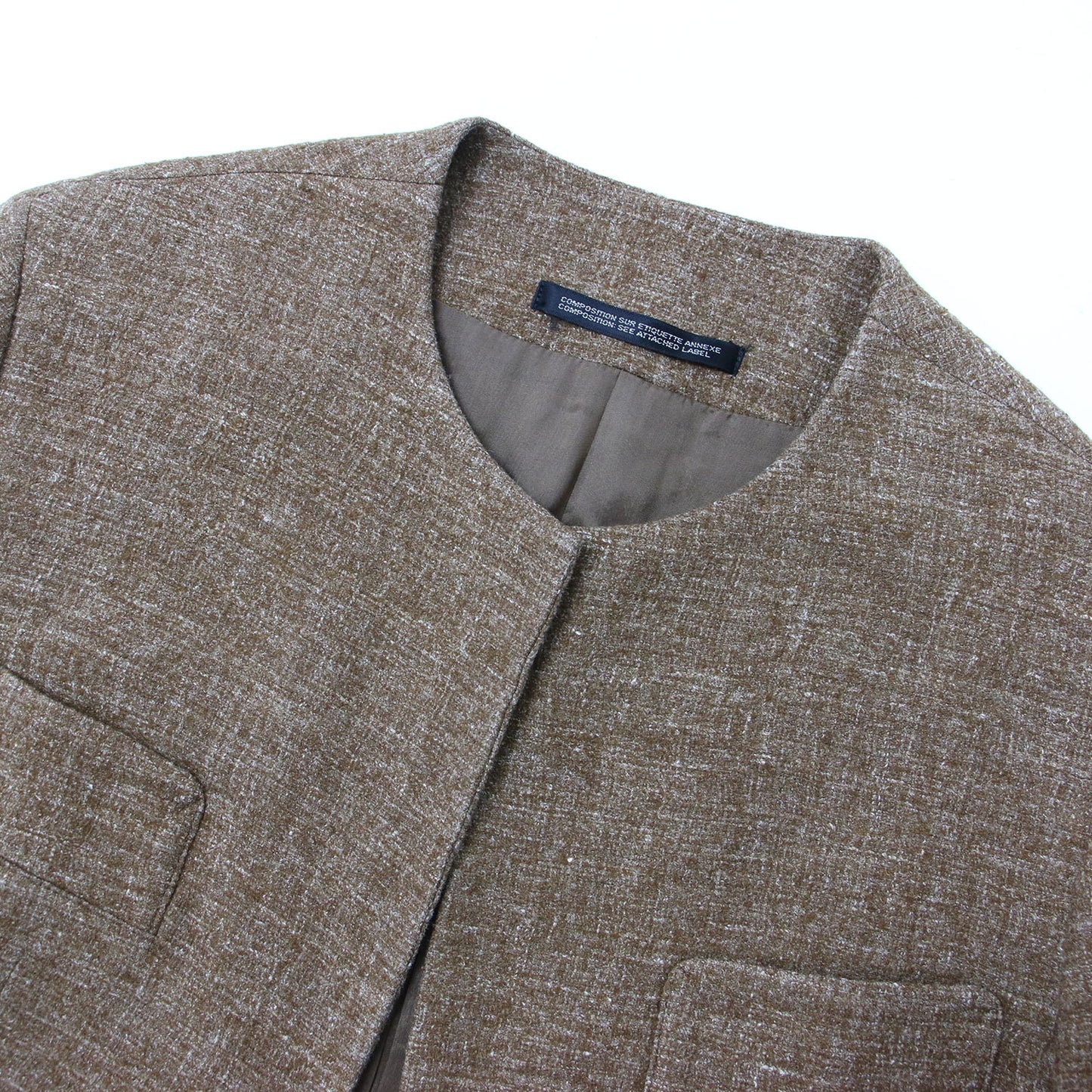 ノーカラー ショート ジャケット FY-J13-187 / ウール リネン ダーツ 90年代