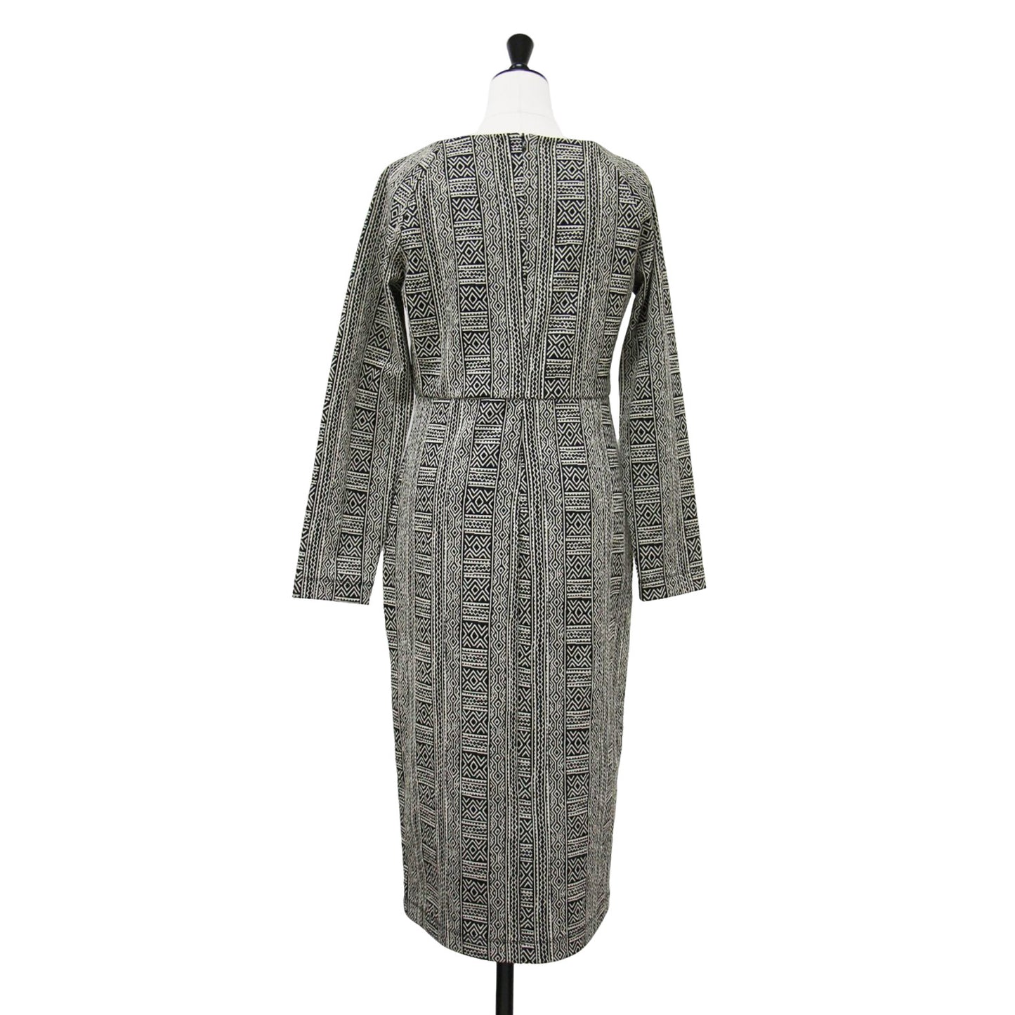 エスニック柄 ニット ワンピース / 長袖 ロング丈 クルーネック ストレッチ ナイロン